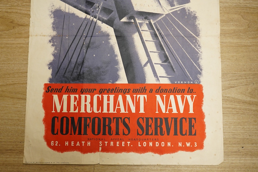 A 1950’s merchant navy poster, printed by McCorquodale & Co ltd London, unframed. Condition - poor